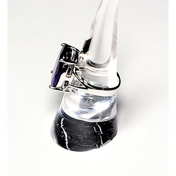 925K Sterling Silver Large Faceted Amethyst Prong Set Ring Womens Sz 6.75 NWOT - Picture 16 of 16